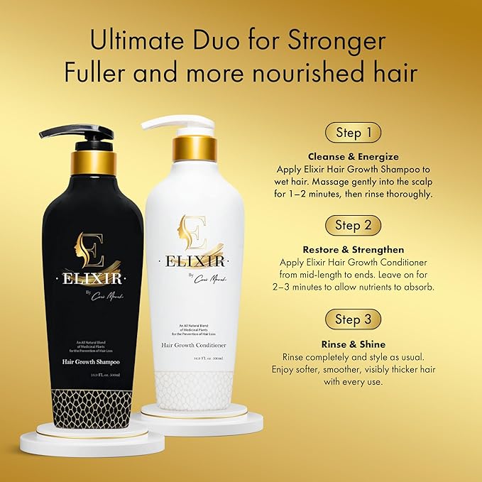 Elixir by Cocó March Hair Growth Conditioner for Women – Plant-Based, Paraben-Free, No Harsh Chemicals, Anti-Frizz Deep Conditioner for Fuller, Stronger Hair, Curly Hair Friendly, 16.9 fl oz, 500 ml
