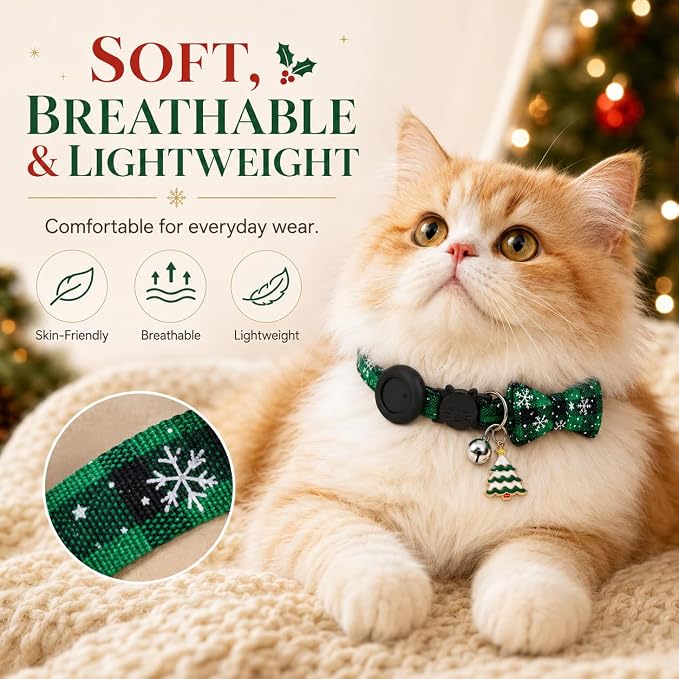 Cat Tracker GPS for Android, Pet GPS Tracker Collar for Cats No Subscription, IP67 Waterproof Cat Collar with Tracker Compatible with Google Find Hub – Replaceable 1-Year Battery, Android Only (Green)