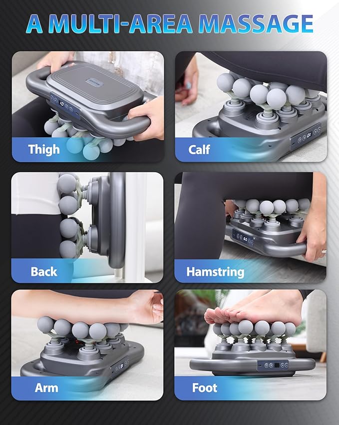 16-Head Massage Gun, Deep Tissue Percussion Massager with 9 Modes & 9 Intensities, 2600mAh Battery 4H Runtime, Ultra-Quiet 30-40dB, for Muscle Pain Relief in Back, Legs, Shoulders