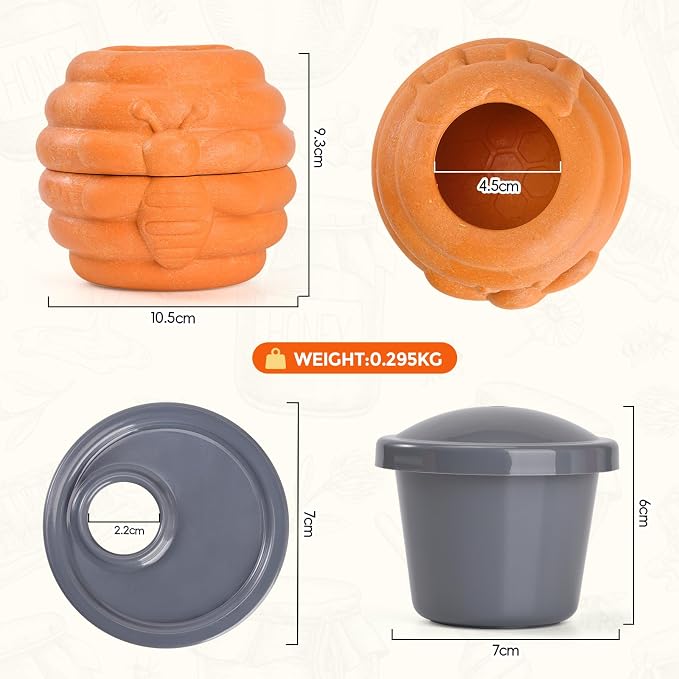 AUSCAT Dog Frozen Treat Toy, Safe and Durable Dog Enrichment Toys to Keep Them Busy, Dog Treat Dispenser in Honey Jar Shape, Orange