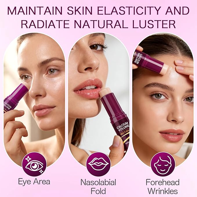 Calcium Multi Balm Stick, 2PCS Calcium Volume Multi Balm, All In One Collagen Wrinkle Stick For Face Eye Neck Lip Treatment Balm, Collagen Moisturing, Firming Skin, Anti-Aging For All Skin Type (2)