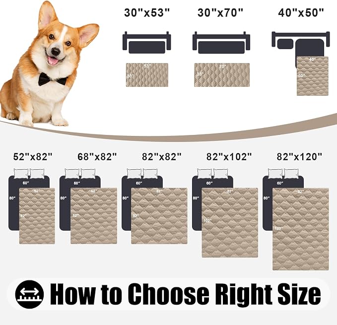 Smiry Waterproof Dog Bed Cover Blanket, Reversible Pet Blanket | Soft Reversible, Washable Leakproof Cats Dogs Couch Cover for Sofa, Couch, Furniture (82x82 Inch)