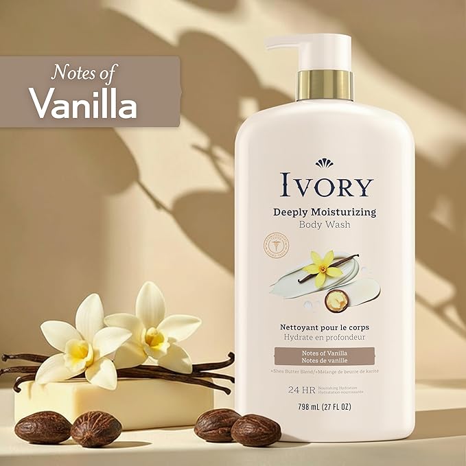 Ivory Hand & Body Lotion + Body Wash Bundle, Oatmilk Scent, 24hr Moisturizing & Nourishing Hydration, Repairs and Soothes Extra Dry & Itchy Skin, Made with Shea Butter Blend, 27 fl oz (Pack of 2)