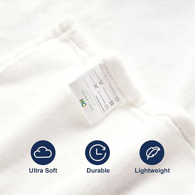 DREAMNINE Oversized Soft Fuzzy Fleece Throw Blanket Twin Size 60" x 80", Decorative Large Solid Lightweight Velvet Bed Blankets,Big Cute Cozy Accent Shaggy Microfiber Flannel Blanket for Bedroom,White