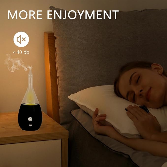 Lychee Essential Oil Diffuser Humidifiers, 7 Colors Light Setting, Quiet Diffuser, Small Aromatherapy Diffuser with Wood Grain Base for Home Bedroom Office Yoga Nice Gift