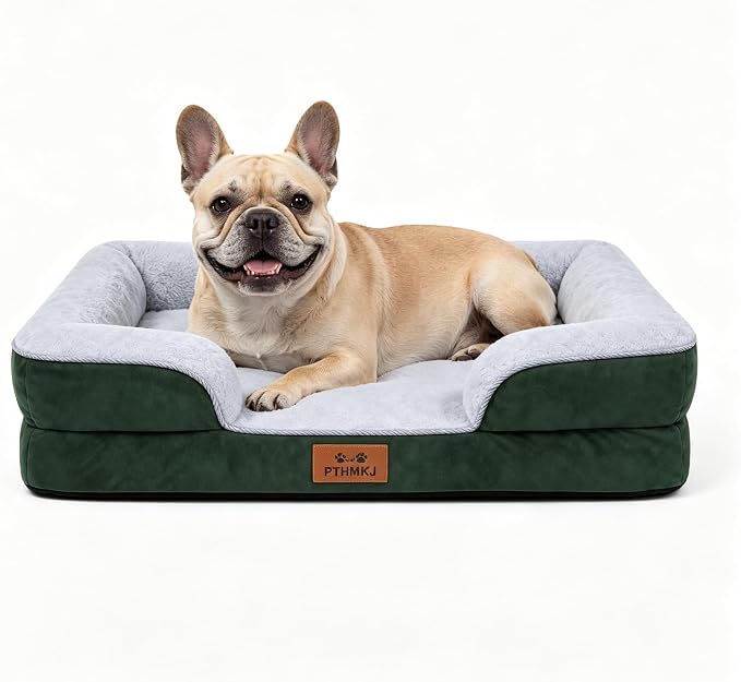 Orthopedic Dog Bed Medium Size Dog, Memory Foam Dog Bed Couch, 30" L | Dual-layer Foam Mat, Washable Cover&Waterproof, Contoured Bolster Design, Indoor&Car Truck, Pet Bed for Dogs Cats Up to 35lbs