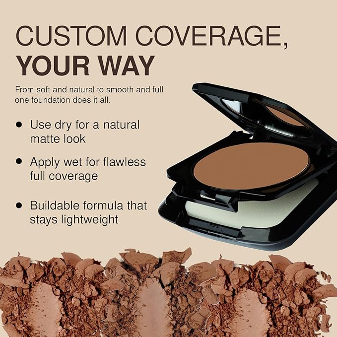 Palladio Dual Wet and Dry Foundation with sponge and Mirror, Squalane Infused, Apply Wet for Maximum Coverage or Dry for Light Finishing and Touchup, Minimize Fine Lines, All day Wear, Neroli Bronze