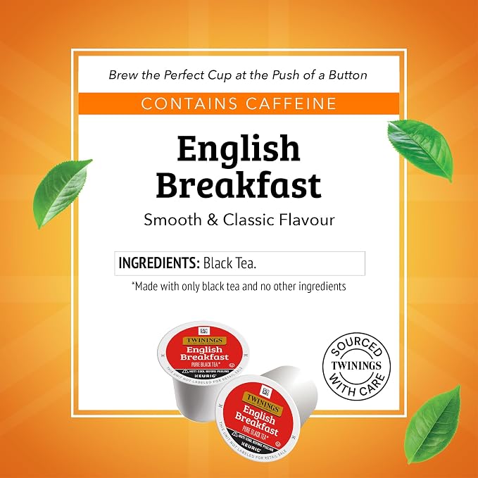 Twinings English Breakfast Black Tea 72 K-Cup Pods for Keurig, 12 Count (Pack of 6) Smooth, Flavourful, Robust, Caffeinated, Enjoy Hot or Iced