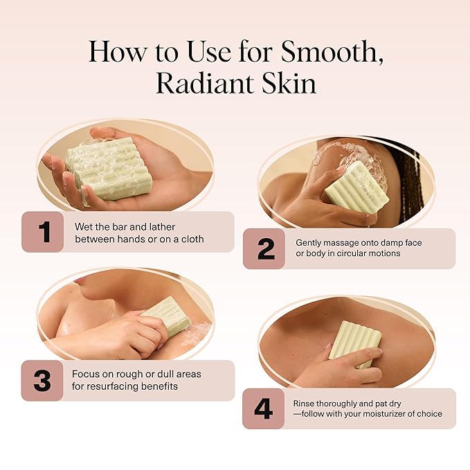 Kitsch Glycolic Acid Face & Body Wash Bar – Resurfacing Bar Soap with Shea Butter for Smoother, Brighter Skin – Gentle Soap & Body Wash Women & Men Love – Cucumber & Eucalyptus Scent Bath Soap - 4 oz