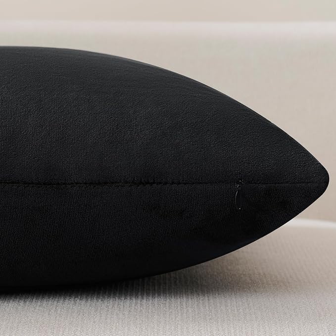 Throw Pillow Covers Lumbar 14x36 Inch Velvet Pillow Covers, Soft Decorative Black Pack of 1 Long Pillow Case for Couch Cushion Chair Sofa Bed Living Room, Home Boho Decor