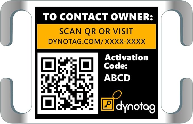 Dynotag® Web Enabled Super Pet ID Smart Tag. Slider Style w. DynoIQ™ & Lifetime Recovery Service (Open Slot, Tag only, for 1 inch Collar Band)