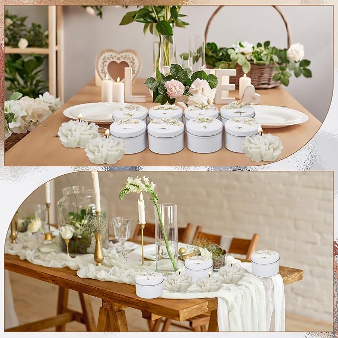 Threlaco 12 Pcs Flower Candles Scented Bridesmaid Gift Set Soy Wax Aromatherapy Candles Bulk for Wedding Bridal Shower Home Guests Women Valentines Mothers Day Anniversaries Favor(White)