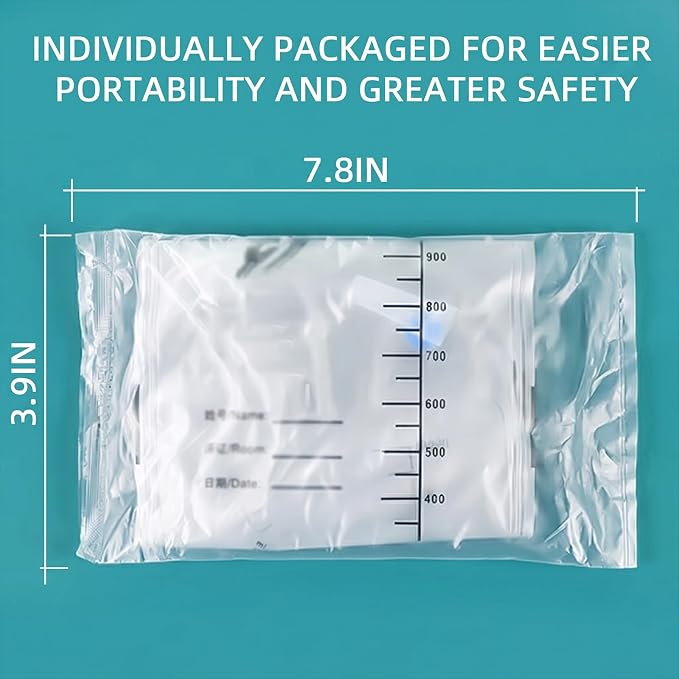 5Pack 1000ML Enema Cleaning Douche System，Travel Enema Kit for Colon Cleansing，Douche Enema Kit for Women & Men with Metal Hook,with 37.7in Hose Disposable Enema Bag Set