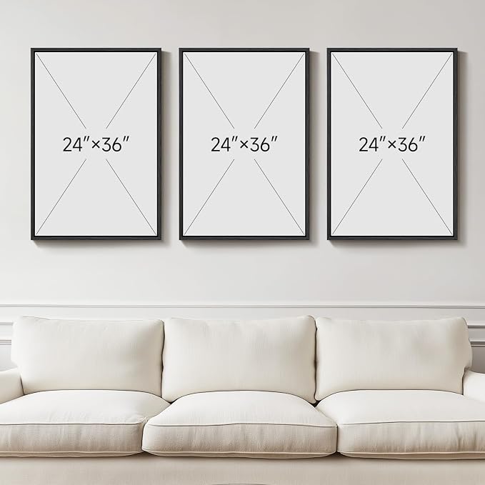 Large Framed Gold Abstract Geometric Wall Art for LIving Room, 3 Piece Modern Canvas Prints Paintings Artwork for Walls, Minimalist Black White Gold Pictures for Hallway Office Wall Decor 24x36 Inch