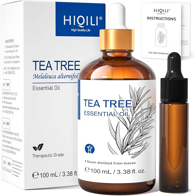 HIQILI Tea Tree Oil for Skin, Hair, Toenail | Add to Shampoo, Body Wash, Foot Soak - 100mL / 3.38 fl.oz
