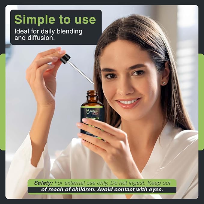 Spearmint Essential Oil for Diffusers | Natural Aroma Oil for Home Fragrance, Humidifier & DIY Candle Making, Long Lasting Scent for Office, Bedroom & Soothing Scent 4 Fl Oz (120 mL)