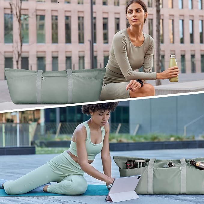 sportsnew Large Yoga Mat Bag with Shoes Compartment and Wet Pocket Ladies Pilates Gym Tote Bag with Yoga Mat Holder Strap for Women Men Workout Carrier Stuff Accessories