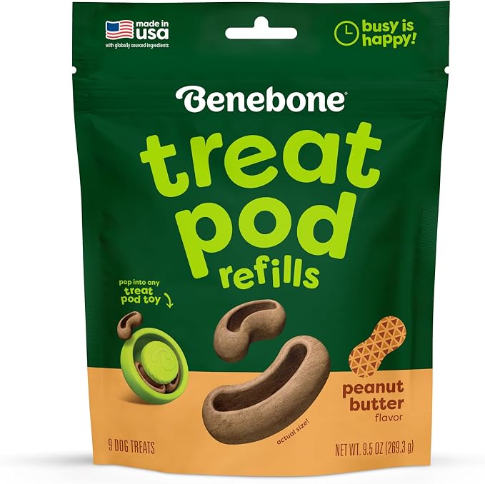 Benebone Treat Pod Refills for Benebone Puzzle Toys, Peanut Butter Flavor Dog Treats, 9 Count