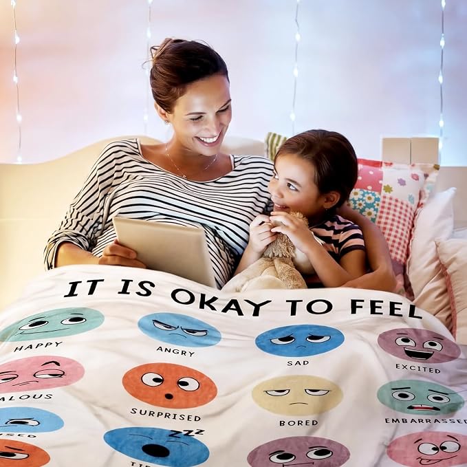Back to School 50'' x 60'' Calming Corner Throw Blanket Classroom | Feeling Emotion Sensory Reading Corner Supplies Blanket Reading Decor for School Calming Playroom Bedroom Library