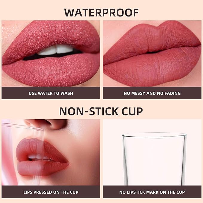 Rose Mauve Liquid Lipstick - Long-Lasting, Smudge-Proof, Transfer-Resistant Lip Color,Waterproof, Non-Transfer Formula (Pure Essence)