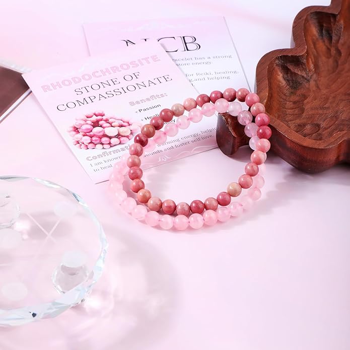 NCB 2.3-Piece 4mm Natural Crystal Gemstone Stretch Bracelets – Handmade Reiki Energy Healing Jewelry for Meditation,Yoga, Unisex