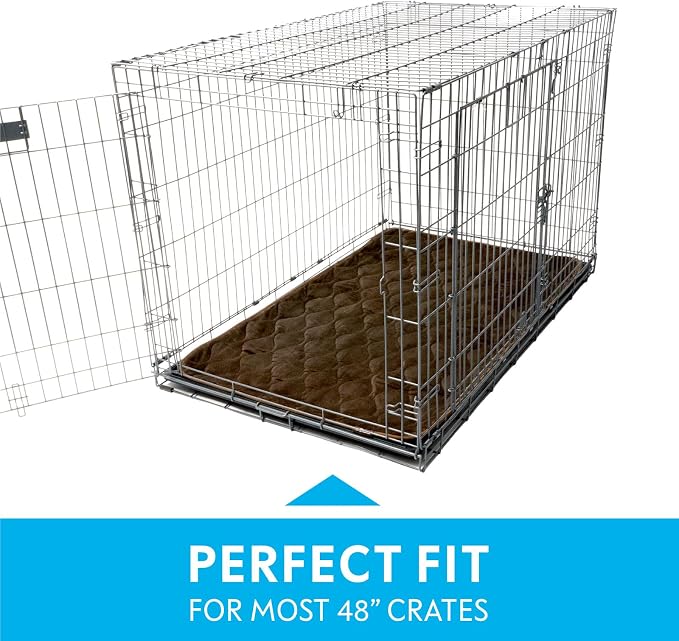 Paw Inspired Washable Padded Crate Mats for Dogs, Dark Brown, 47x29 Inch | Fits 48-inch Kennels, Leakproof, Waterproof Bottom, Plush Dog Pad, Pet Bed