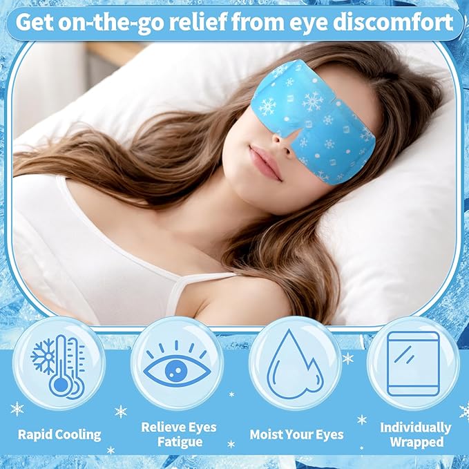 Newcotte 18 Pack Cooling Eye Masks Mint Scented Disposable Hydrogel Eye Patches for Puffy, Dark Circles, Dry Eyes Cooling Sensation Individually Wrapped Travel Size Relaxation Gifts for Men Women