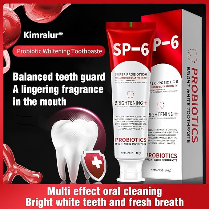 Sp-6 Probiotics Whitening Toothpaste, Sp-6 Ultra Whitening Toothpaste, Enhanced Formula with Enamel-Safe, Fluoride-Free, Fresh Breath Mint Flavor for Oral Health (2)