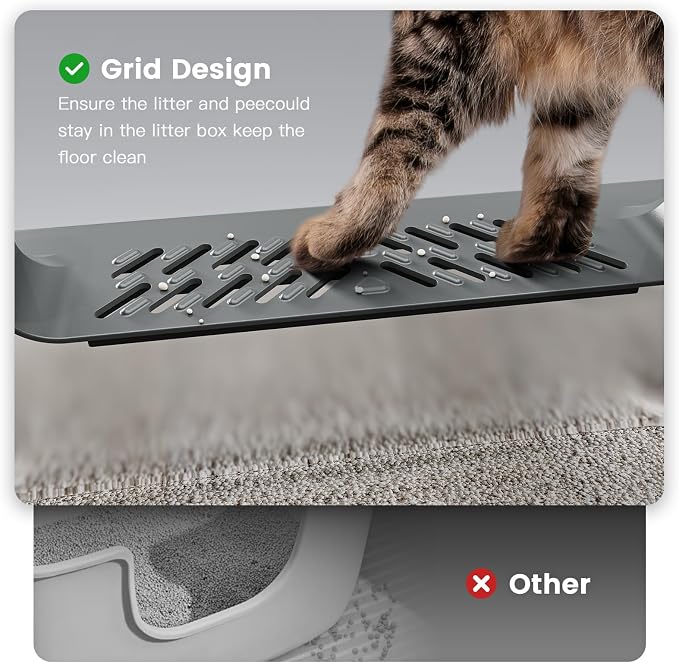 Stainless Steel Cat Litter Box with Lid, 26 x 18 x 12 in | XXXL Enclosed Cat Litter Boxes with Lid for Big Cats,High Sided, Anti-Urine Leakage Bottom Includes Litter Mat & Scoop