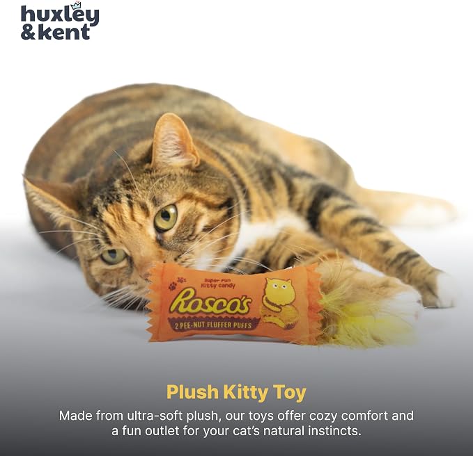 Huxley & Kent Plush Crinkle Catnip Cat Toy, Roscos Fluffer Puffs