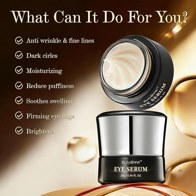 Retinol Eye Serum for Dark Circles & Puffy Winkles, Anti-aging & Misturizing, Firming, Brighten, Hydrate for Refreshed Eyes, 0.94 fl oz