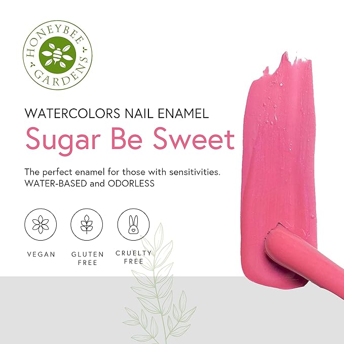 Honeybee Gardens Water-Based Nail Enamel, Sugar Be Sweet, Eco-Friendly, Odorless & Vibrant Polish, 0.5 fl oz