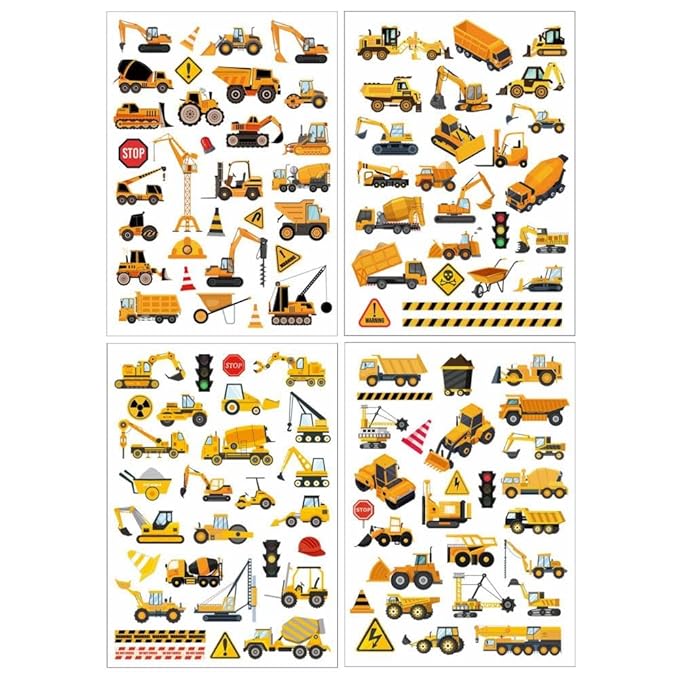 4 Sheets Cars Temporary Tattoos Colorful Trucks Vehicles Fake Tattoos Styles Mixed Cartoon Car Tattoos Cute Cranes Construction Trucks Stickers for Kids Boys Girls Body Art Makeup