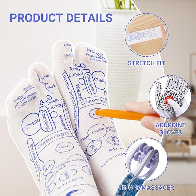 Reflexology Socks，Acupressure Socks，Massage Socks，Finger Massager，Gloves ，Help to Relieve Fatigue and Relax the Body and Mind
