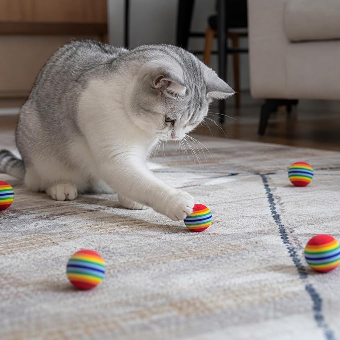 PET SHOW 100 Pack Cat Toy Balls Interactive for Indoor Cats Best Kitten Favorite Gift Soft Foam Ball Chase Quiet Playing Cats Stuff Supplies