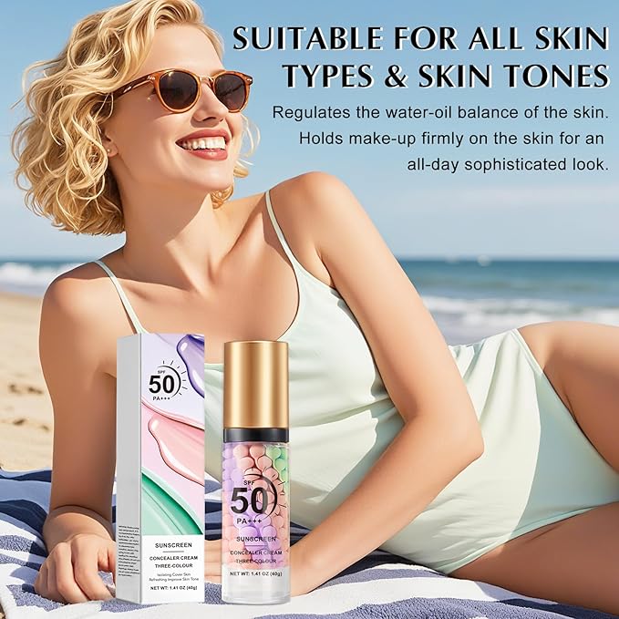 Color Correcting Facial Serum SPF 50 PA+++ Sunscreen Isolation Cream One Step Color Corrector Moisturizing Brightening Makeup Primer for Face Before Makeup Radiance Skin