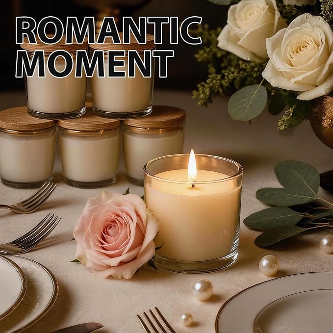 12 PCS 6oz Rose Scented Pure Soy Wax Aromatherapy Candles | Relaxing Home Fragrance Gift Box | Bulk Favors for Wedding, Party, Spa & Home Decor
