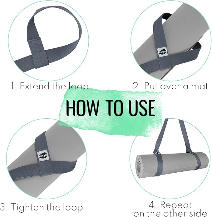 TECEUM Yoga Mat Strap – Extra Soft & Thick Cotton Carrier for All Mats | Adjustable Skin-friendly & Non-Slip Mat Holder Sling in 30+ Colors [Mat Not Included]