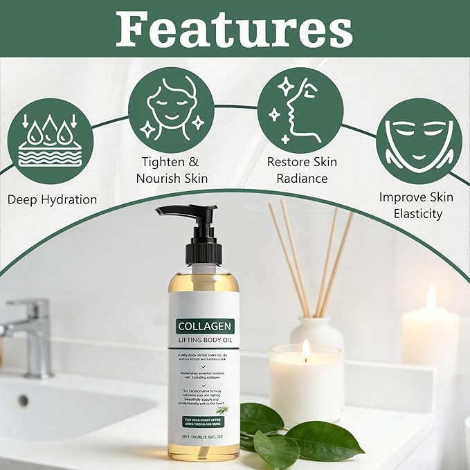 2 Packs Hydrating Collagen Oil For Body & After Shower,Collagen Lifting Body Oil After Shower Moisturizer Collagen Body Oils For Women & Men Lightweight Non-Greasy(1pcs*3.38 Fl Oz)