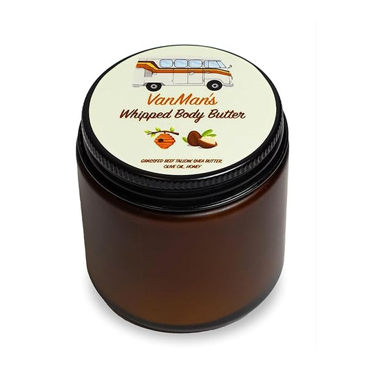 Vanman's - Whipped Tallow - Body Butter with No Essential Oils - Body Moisturizer with Grass-Fed/Finished Beef Tallow for Skin - Organic Shea Butter, Cold Pressed Olive Oil and Raw Honey - 2.9 oz