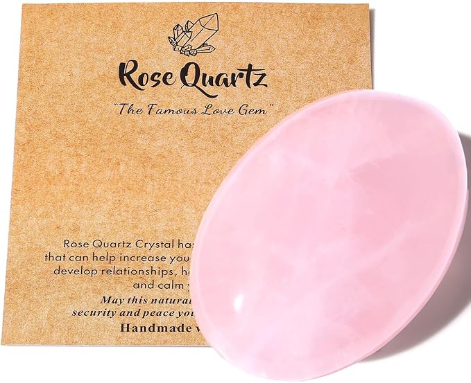MAIBAOTA 2.4" Large Rose Quartz Crystals Stone Polished Palm Stone Healing Crystals 0.7" Thick Natural Reiki Gemstone Worry Stone Energy Balancing Anxiety Stress Relief Meditation 1 Pc