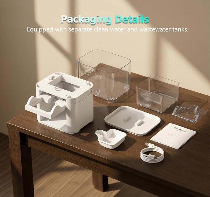 Cat Water Fountain, Wastewater Separation & No Filter Cotton, Pet Water Dispenser with 4000mAh 4L Large Capacity Tank, Wireless Automatic Water Fountains for Cats Indoor Cat Watering Supplies