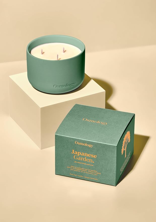 Japanese Garden Aromatherapy Candle – Apple, Pomegranate & Musk Scented Candle, Plant-Based Wax, 15.8 oz, 60 Hour Burn Time, Fresh & Fruity Candle
