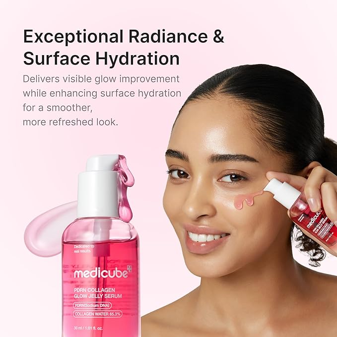 medicube PDRN Pink Collagen Glow Jelly Serum | Lightweight Water-Jelly For Plump & Supple Skin | Radiance & Elasticity Care with PDRN, Collagen, Niacinamide | Korean Skin Care 1.01 fl.oz