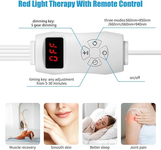3 in 1 Red Light Therapy ，Deep 660nm,850nm and 940nm Near Infrared Led Red Light with 30-64" Adjustable Height Therapy Lamp for Body, Face,Muscle,Skin,Red Infrared Light with 4 Head (Black)