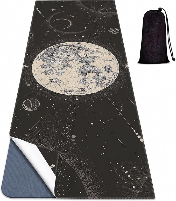 Yoga Mat Towel, Hot Yoga Non Slip with 4 Corner Pockets, 74 x 26 in | Soft Absorbent Microfiber With Four Corner Pockets, Fits Over Yoga Mats For Hot Yoga, Pilates, Gym, And Travel