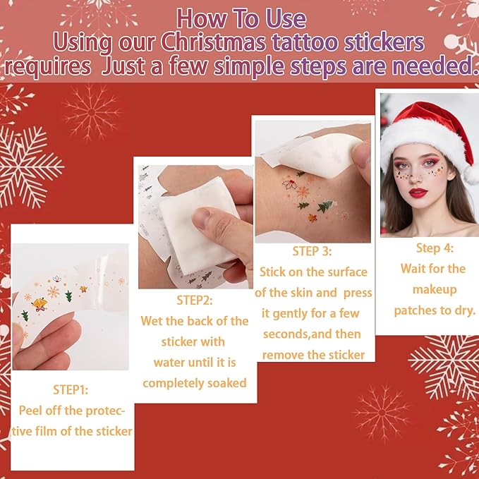 7 Pieces Christmas Face Freckles Tattoo Stickers, Waterproof Makeup Stickers for kids and adults