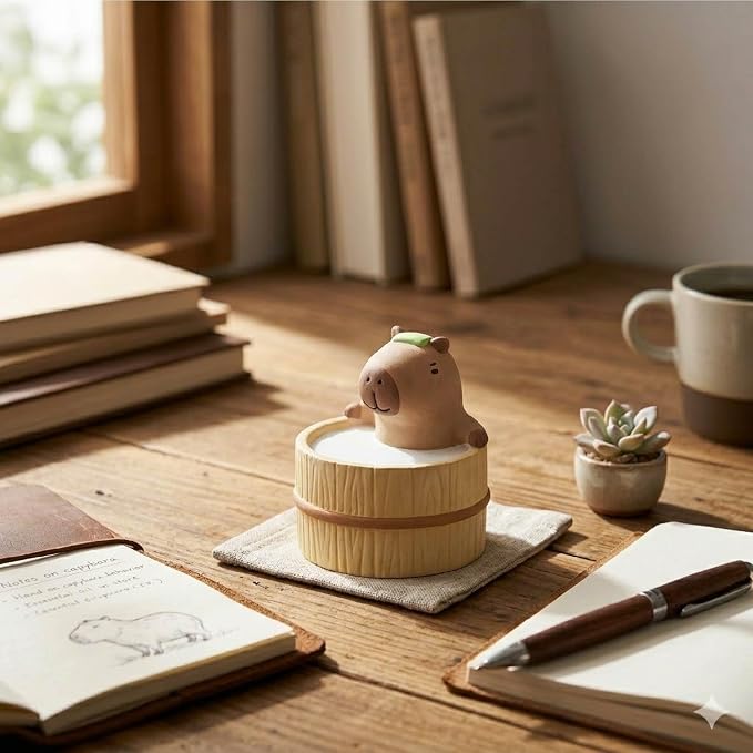 Passive Stone Diffuser, Cute Animal Series Aromatherapy Oil Diffuser for Tabletop Decor (1, Relaxed Capybara)