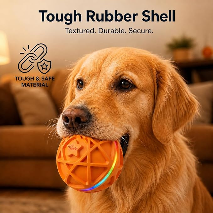 Replacement Shell for Interactive Dog Ball Toy, Tough Rubber Outer Cover with Secure 4-Turn Thread, Replacement Accessory Only, No Electronic Core, Orange