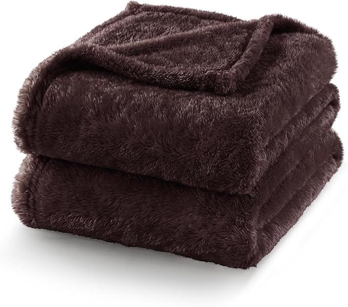 Exclusivo Mezcla Fuzzy Plush Fleece Bed Blanket King Size, Coffee | 104x90 Inches, Super Soft and Cozy Bed Blanket, Fluffy Decorative Bedding for Livingroom, Bedroom, All Season